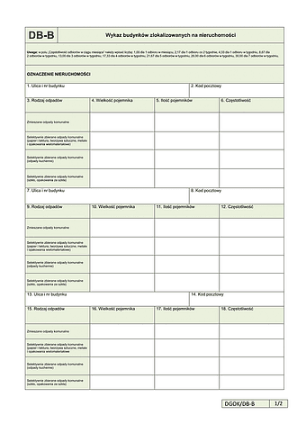 DB-B Wykaz budynków zlokalizowanych na nieruchomości