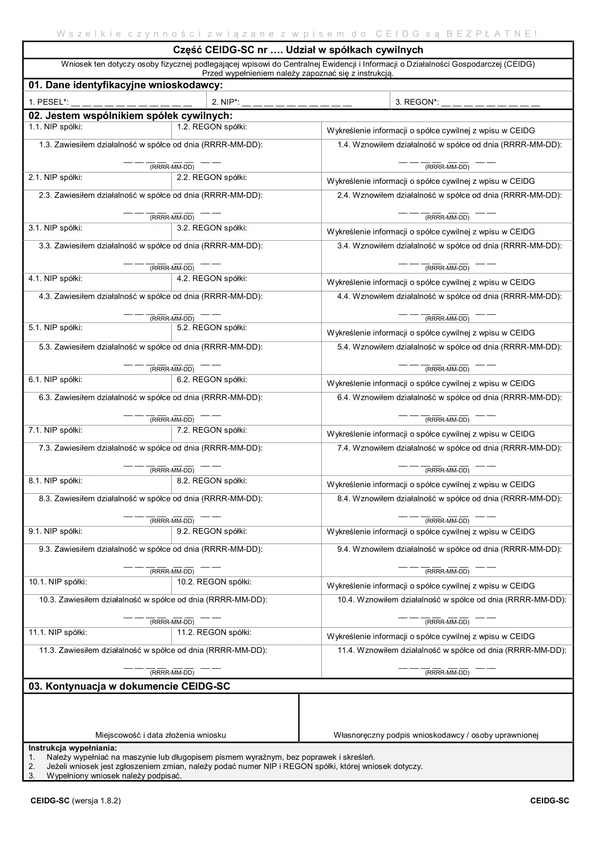 CEIDG-SC (1.8.2) (archiwalny) Udział w spółkach cywilnych