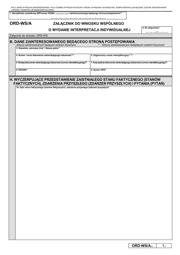 ORD-WS/A (2) (archiwalny) Załącznik do wniosku wspólnego o wydanie interpretacji indywidualnej