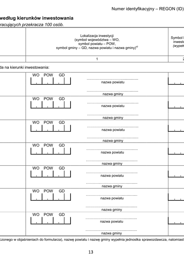 GUS SP (2016) s.13 (archiwalny) Roczna ankieta przedsiębiorstwa za rok 2016 - załącznik strona 13