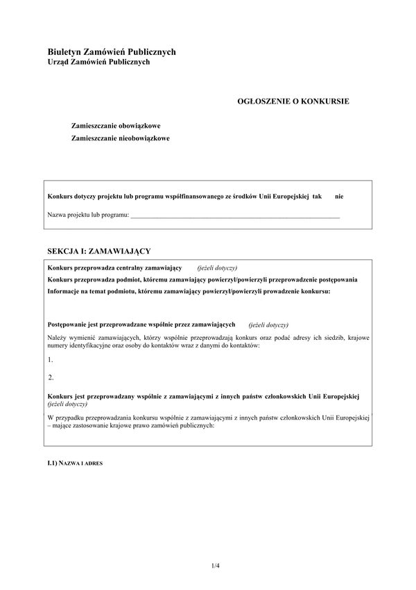 OoK Ogłoszenie o konkursie