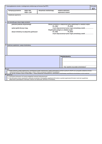 WUMP C7 Wniosek o udostępnienie materiałów centralnego zasobu geodezyjnego i kartograficznego