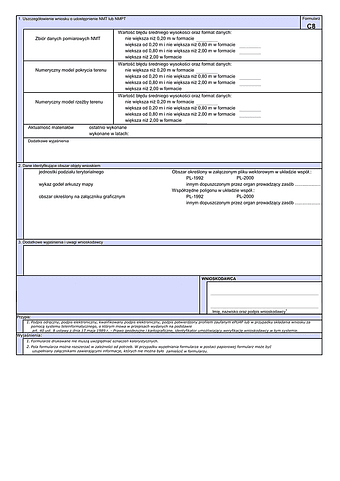 WUMP C8 Wniosek o udostępnienie materiałów centralnego zasobu geodezyjnego i kartograficznego