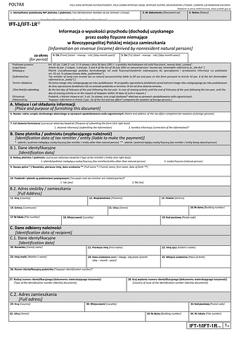 IFT-1R (17) (2024) Informacja o wysokości przychodu (dochodu) uzyskanego przez osoby fizyczne niemające w Polsce miejsca zamieszkania