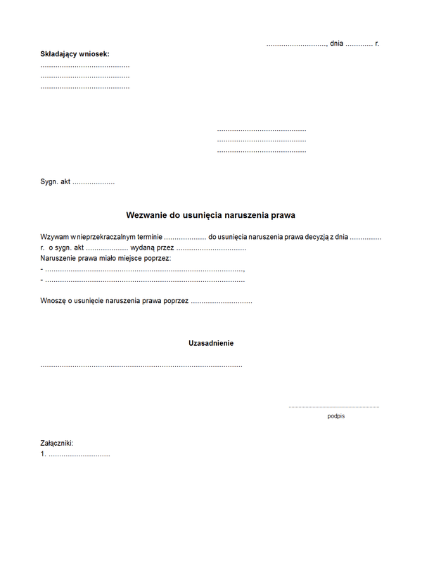 WUNP Wezwanie do usunięcia naruszenia prawa