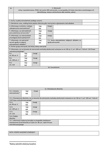 SW-zal1 Spis wierzytelności - załącznik