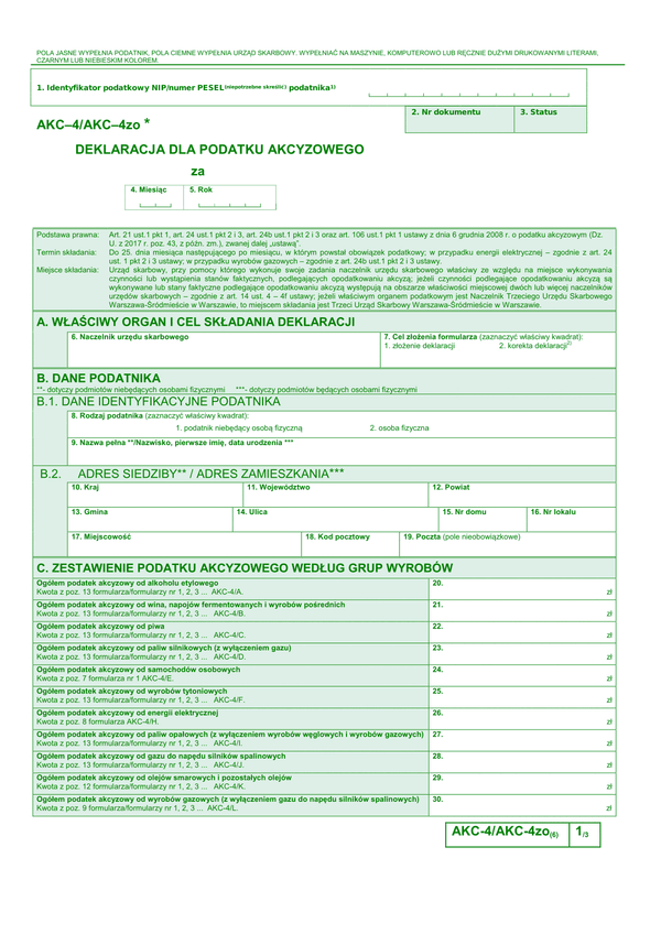 AKC-4/AKC-4zo (6) (archiwalny) Deklaracja dla podatku akcyzowego