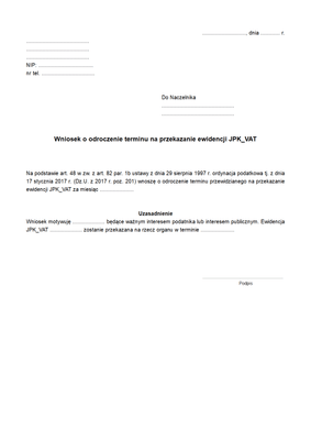 Wo_JPK (archiwalny) Wniosek o odroczenie terminu na przekazanie ewidencji JPK_VAT
