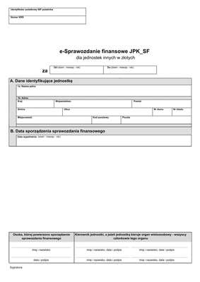 SFJINZ (1) (archiwalny) e-Sprawozdanie finansowe JPK_SF dla jednostek innych w złotych zgodnie z Załącznikiem Nr 1 do ustawy o rachunkowości - z wysyłką JPK_SF (1)
