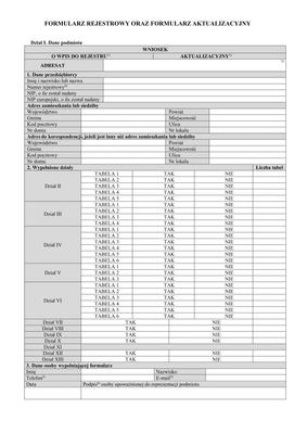 BDO-1 Dział I - formularz rejestrowy i aktualizacyjny
