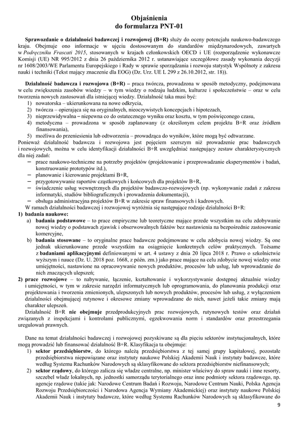 GUS PNT-01 obj (archiwalny) (2019) Sprawozdanie o działalności badawczej i rozwojowej za 2019 r.