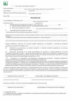 KRUS UD-24 (archiwalny) Oświadczenie o kontynuowaniu ubezpieczenia przez osoby prowadzące pozarolniczą działalność gospodarczą