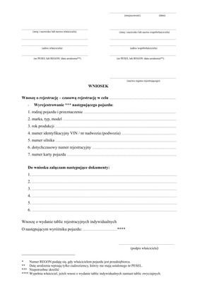 WoRWP (2) Wniosek o rejestrację/rejestrację czasową/wyrejestrowanie pojazdu